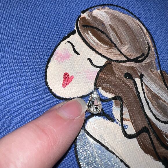 Vintage Stick Chics Womens Hand Painted Sweatshirt Button Closure Blue Medium - Picture 10 of 14